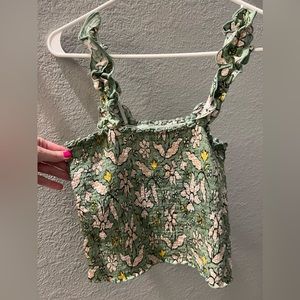 Aerie smocked crop tank size small